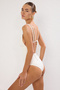 Ecru V-Neck Textured Swimsuit with Accessories Tbess25Ma00077 - 2