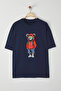 Navy Blue Unisex Oversize/Wide Cut Teddy Bear Printed 100% Cotton T-Shirt Tmnss25Ts00158 - 5