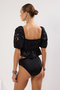 Siyah Dokuma Nakışlı Plaj Crop Bluz TBESS25BZ00000 - 6