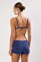 Blue Woven Tie-Up Denim Shorts Tbess25Sr00003 - 5