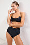 Siyah Bralette Kaplı Hipster Yüksek Bel Bikini Takımı TBESS25BT00135 - 2