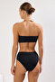 Siyah Straplez Kaplı Hipster Yüksek Bel Basic Bikini Takımı TBESS22BT0018 - 5