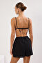 Black Woven Slit Beach Shorts Tbess25Sr00002 - 5