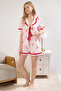Pembe %100 Pamuklu Kurdele/Fiyonklu Fırfırlı Şortlu Örme Pijama Takımı THMSS25PT00293 - 7