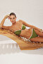 Haki Renk Bloklu Biyeli Straplez Kaplı Brazilian Normal Bel Bikini Takımı TBESS25BT00017 - 2