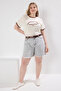 Gray High Waist Destroyed Denim Shorts & Bermudas Tbbss22Sr0165
