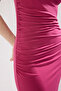 Fuşya Düz Büzgülü Maxi  Sıfır Kol Drapeli Bodycone/Vücuda Oturan Esnek Örme Elbise TWOSS24EL00101 - 3