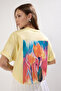 Açık Sarı %100 Kalın Pamuklu Oversize/Geniş Kalıp Ön Arka Baskılı Örme T-Shirt TWOSS25TS00055 - 2