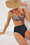 Leopar Desenli Balconette Kaplı Regular Yüksek Bel Bikini Takımı TBESS25BT00124 - 5