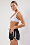 Siyah Dokuma Biyeli Plaj Mini Normal Bel Şort & Bermuda TBESS25SR00010 - 2
