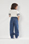 Koyu Mavi Erkek Çocuk Baggy Pamuklu Ayarlanabilir Lastikli Denim Pantolon Jean TKDSS24PL00005 - 3
