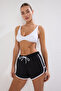 Siyah Dokuma Biyeli Plaj Mini Normal Bel Şort & Bermuda TBESS25SR00010