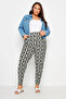 Plus Size Patterned Lycra Trousers - Skinny Leg, Pocket, Carrot Cut302561