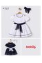 White Girl's Dress with Open Shoulders, Embroidered Sleeves and Belt, Flared Cut, and Buckle Gift 15615 - 3