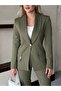 Women's Khaki Gold Detail Blazer Jacket Pants Suit