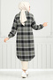 Front Button Plaid Tunic 4446Ktr927-M Khaki&Black - 4
