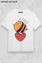 Unisex Oversize Mold Cute Heart Bee Design Printed Tshirt