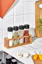 4-Piece Salt Shaker Pepper Shakers Set Spice Rack, Spice Rack with Wooden Stand
