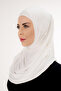 طقم شال بونيلي مطوي جاهز للارتداء بلون كريمي مكون من قطعتين - 3