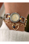 25 mm Case, Gold-Silver Steel Chain Strap, Vintage, Vip Design Women's Wristwatch, Heart-Shaped Bracelet. - 3