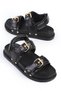 Tarisa Women's Sandals Banded Buckle Black Leather