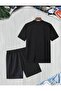 Black Excuses Printed Comfortable T-Shirt and Short Set - Loose Leg - 2