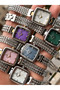 22*20mm Case,Silver Yellow Steel Band,Valentine's Day Gift Women's Wristwatch +Bracelets