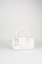 Women's Tulip White Bag Charm Detailed Patent Leather Zipper Closure Handbag and Shoulder Bag - 5