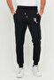 Men's Black Sweatpants Printed Slim Fit Cotton Jogger - 2