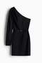 Belted one-shoulder dress