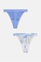 Women 2 Pieces Tie Dye And Solid Thong Panty, Blue - 2