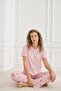 Women's Lycra Single Jersey Soft Textured Short Sleeve Pink Cherry Bomb Written Single Jersey Combed Cotton Pajama Set - 2