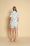 Women's Front Button Pajamas Set with Cat Pattern - 3