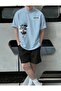 Baby Blue Art Printed Bottom Top Shorts T-Shirt Set