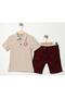 Stylish Lacoste Leaf Patterned Two-Piece Set with Adjustable Waist, Short Sleeves and Shorts - Children's and Baby Clothing Special - 4