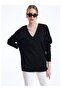 Shiny Textured Knitwear Blouse with Chain Detail on the Back