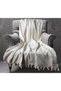 Buldan Work Arms Knitted Single Sofa Armchair Cover 180x150 Large Size 100% Cotton Woven - Cream Brown - 2