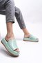 Mahthyl Women's Slippers 001277 Water Green Wrinkled Patent Leather - 3