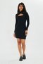 Women's Black Color Butterfly Collar Mini-Size Dress