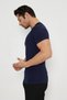 Men's Navy Blue Sleeves Slim Fit Compression Gym Fitness Sports T-Shirt - 4
