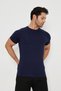 Men's Navy Blue Sleeves Slim Fit Compression Gym Fitness Sports T-Shirt - 5
