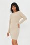 Women's Beige Color Boat Neck Mini-Size Dress - 7