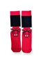 Single Unisex Patterned Red Color Flexible Moisture Cotton Socks - 4