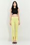 Women Regular Fit Ribbed Flare Leg Pants, Yellow - 4