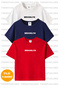 Brooklyn Printed 3-Pack Unisex Red-White-Navy Blue Kids T-Shirt/T-Shirt