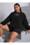 3 Thread Los Angeles California Winter Sweatshirt - Black Printed Oversize Raised Crew Neck - 5