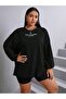 3 Thread Los Angeles California Winter Sweatshirt - Black Printed Oversize Raised Crew Neck - 4