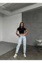Lya Hsn New Season Lara Jiyan Women's Light Ice Blue Snow Wash Mom Jeans New Season