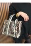 Women's Leopard Patterned Plush Hand and Shoulder Bag - 2