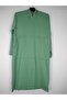 Women's Mint Green Robe Side Two Pockets Hooded Long Sleeve Two Yarn Tunic - 7